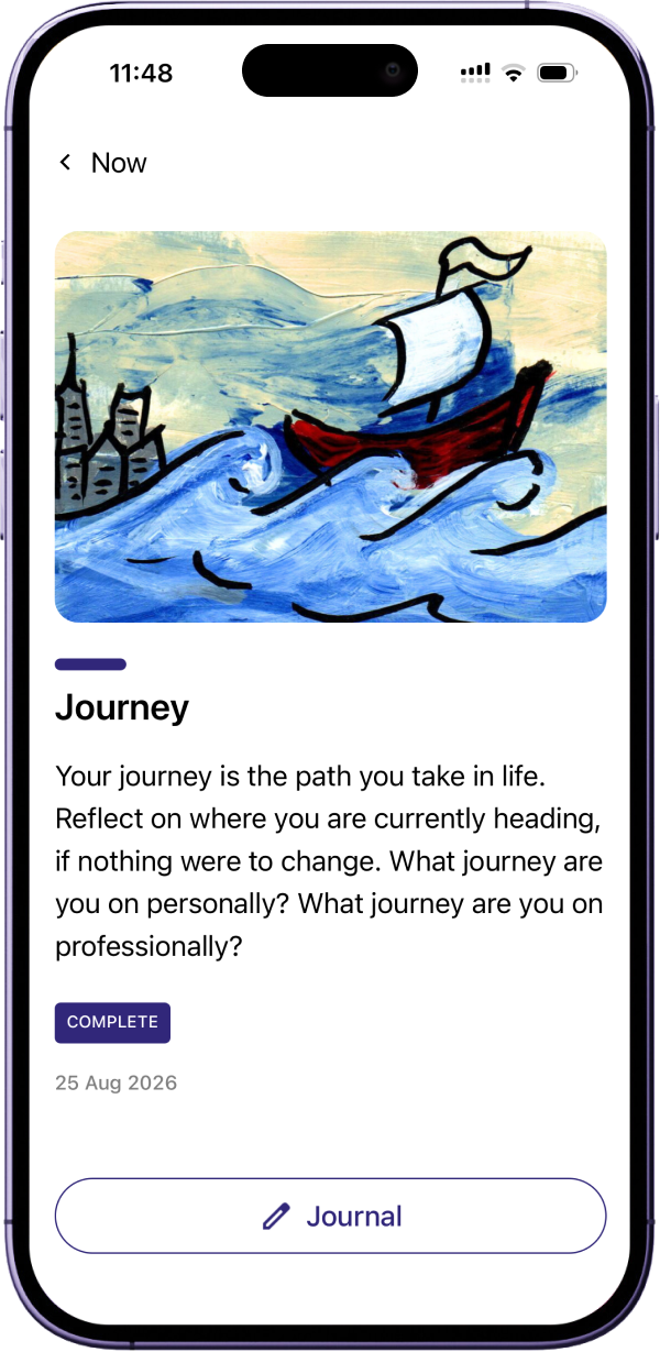 Completed Journey reflection with a saved journal entry